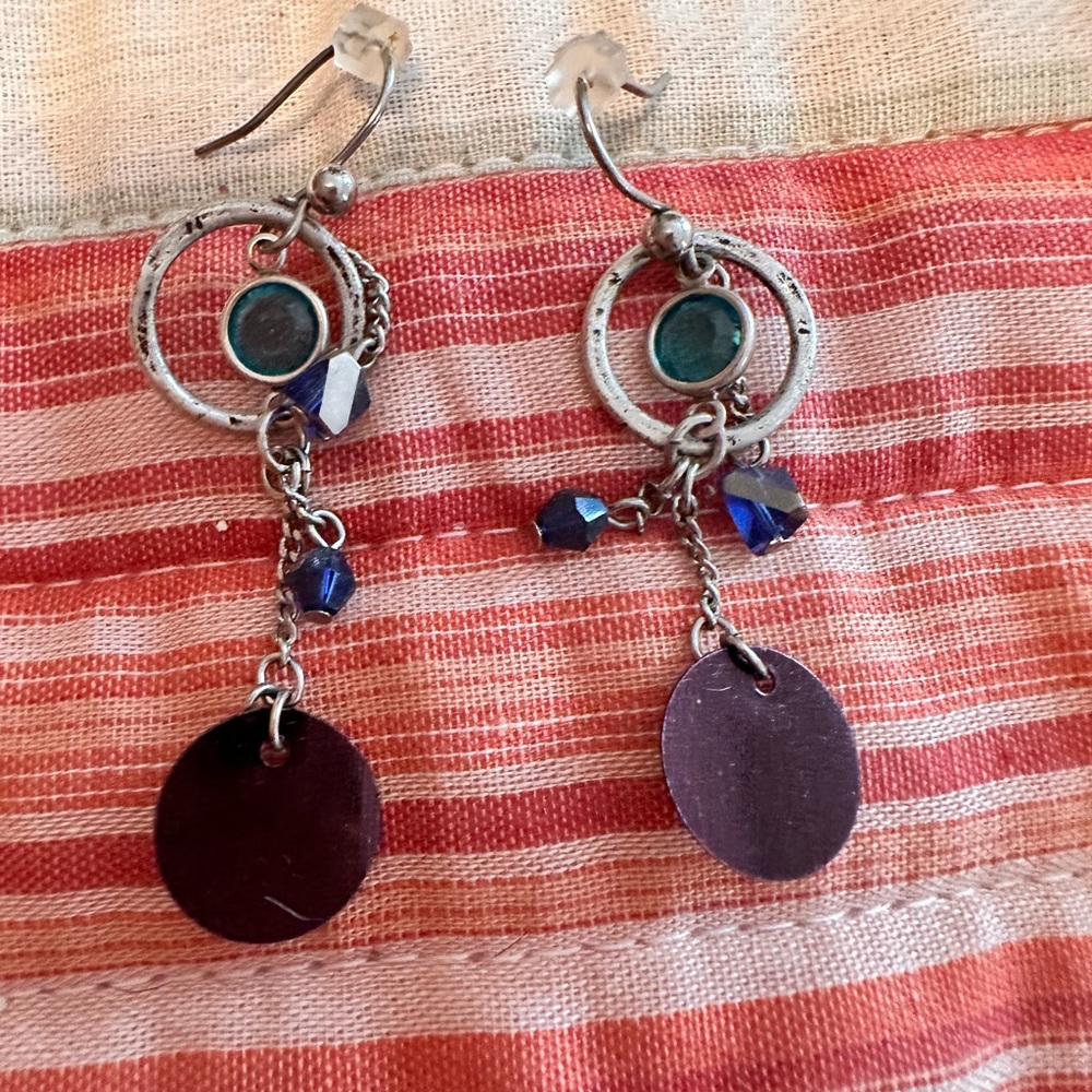 Y2K Chico's Silver and Blue Dangle Earrings